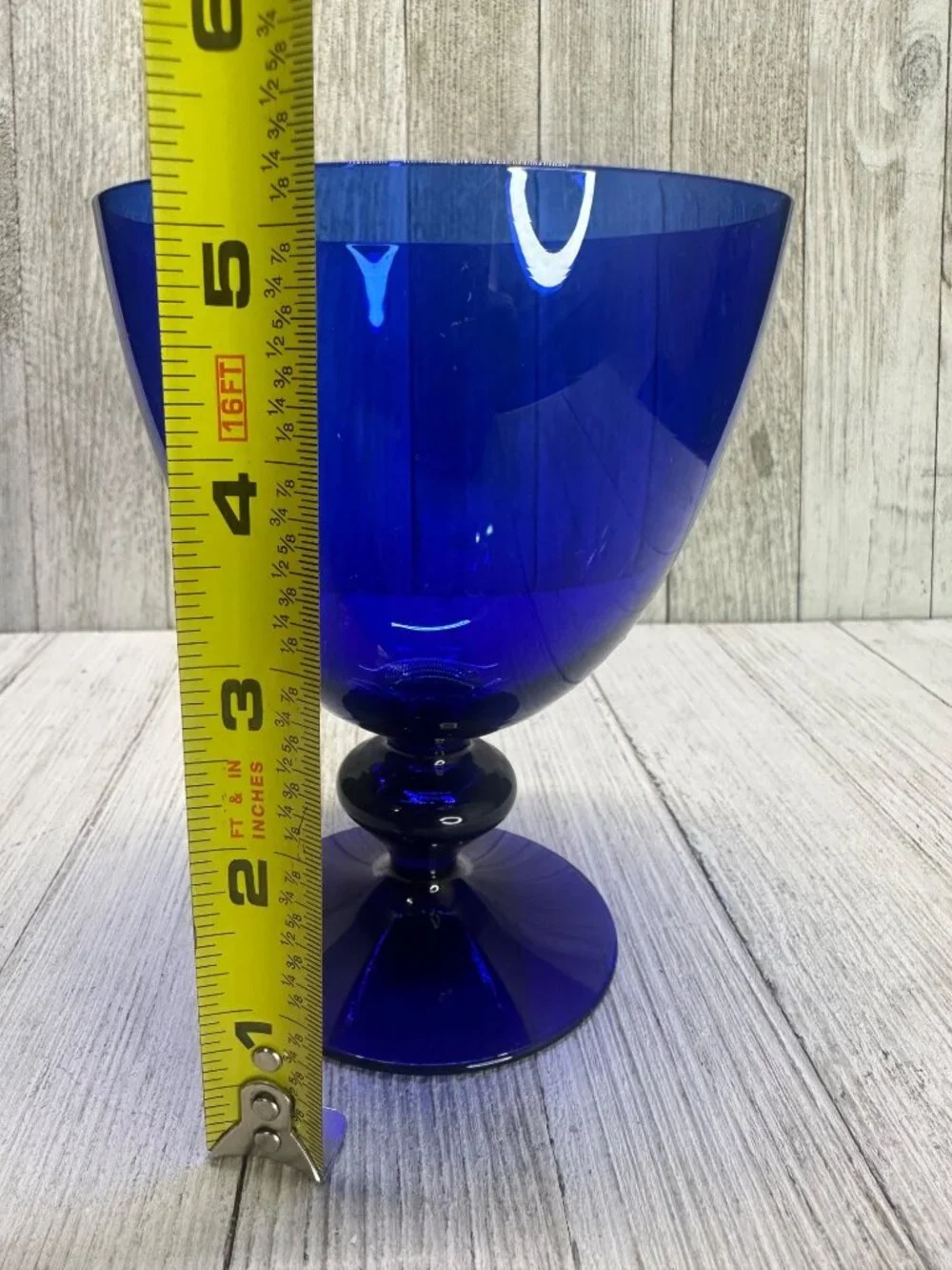 Vtg Bristol Style Cobalt Blue Wine Goblets Glasses Stemmed 5 1/4